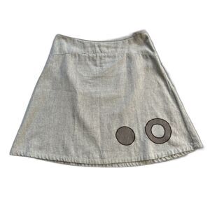 Texture Clothing Skirt Womens XL Beige Hemp Cotton USA Embroidered Artsy Circles